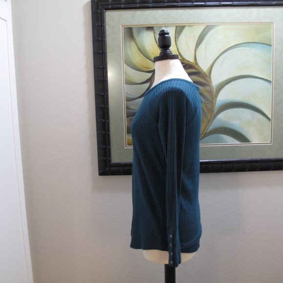 CHASER - Dark Turquoise Waffle Knit Thermal Top - Picture 9 of 11